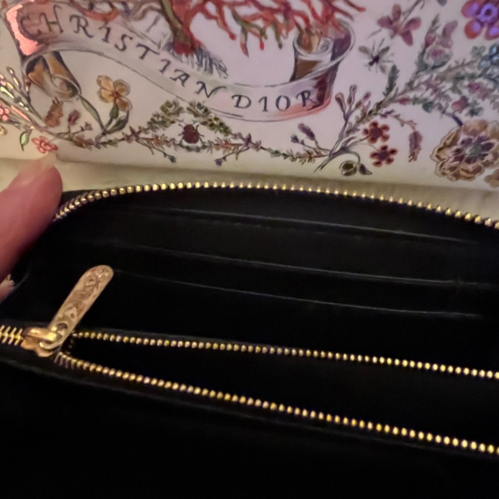 CHRISTIAN DIOR BLACK CALFSKIN PRINTED MULTICOLOR MILLEFIORI MOTIF WALLET - Picture 6 of 11